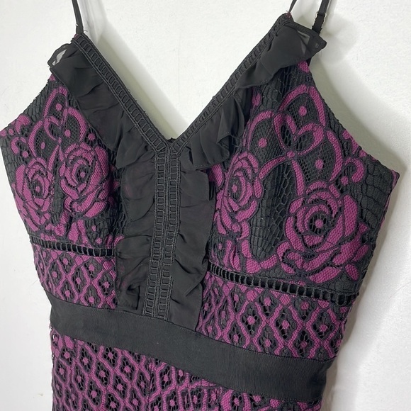 Adelyn Rae lace eyelet cocktail black pink dress - Picture 4 of 10